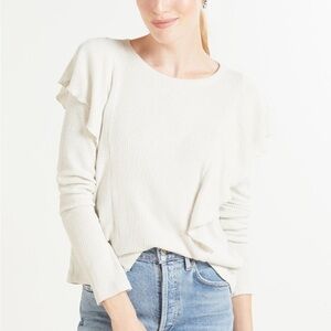 Allison Joy Beige Nora ruffle top sweater Size Small